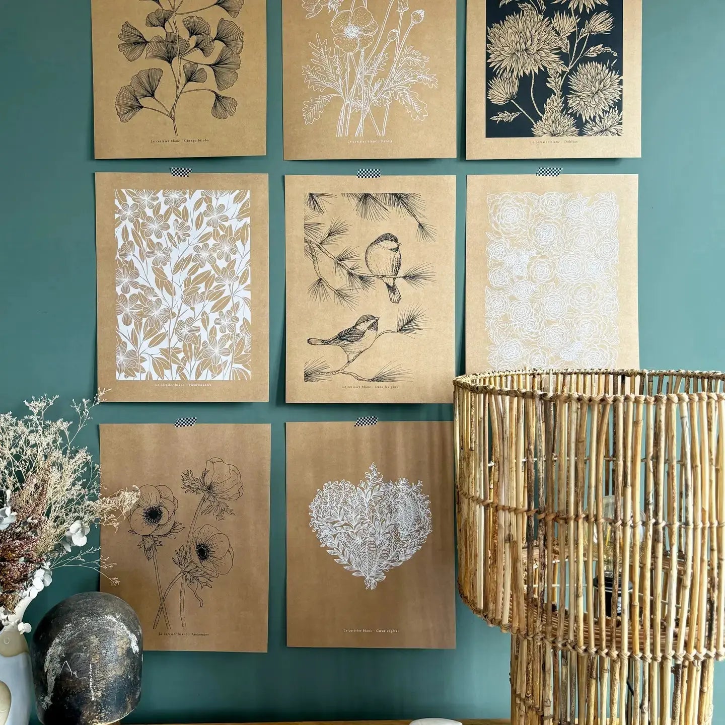 Affiche Kraft "Dahlias" Le cerisier blanc