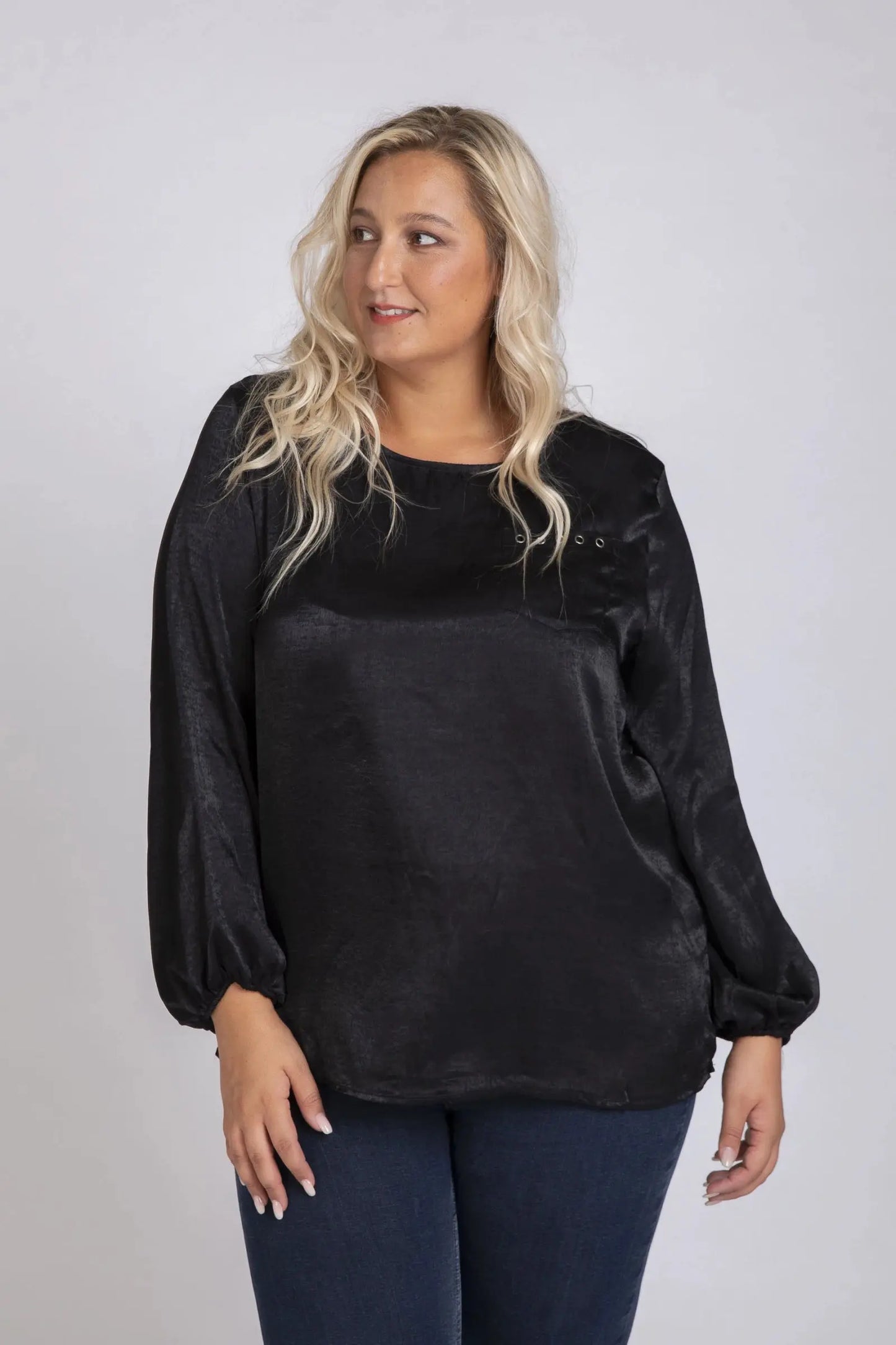 Blouse soyeuse noir Pomme Rouge