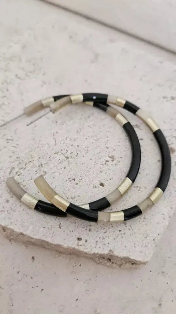 Boucles d'Oreilles Créoles en Corne - 6 cm - HBG LE COIN SAUVAGE