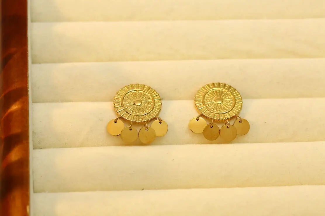 Boucles d'Oreilles Puces Rondes Strass avec Pampilles Eclat Paris