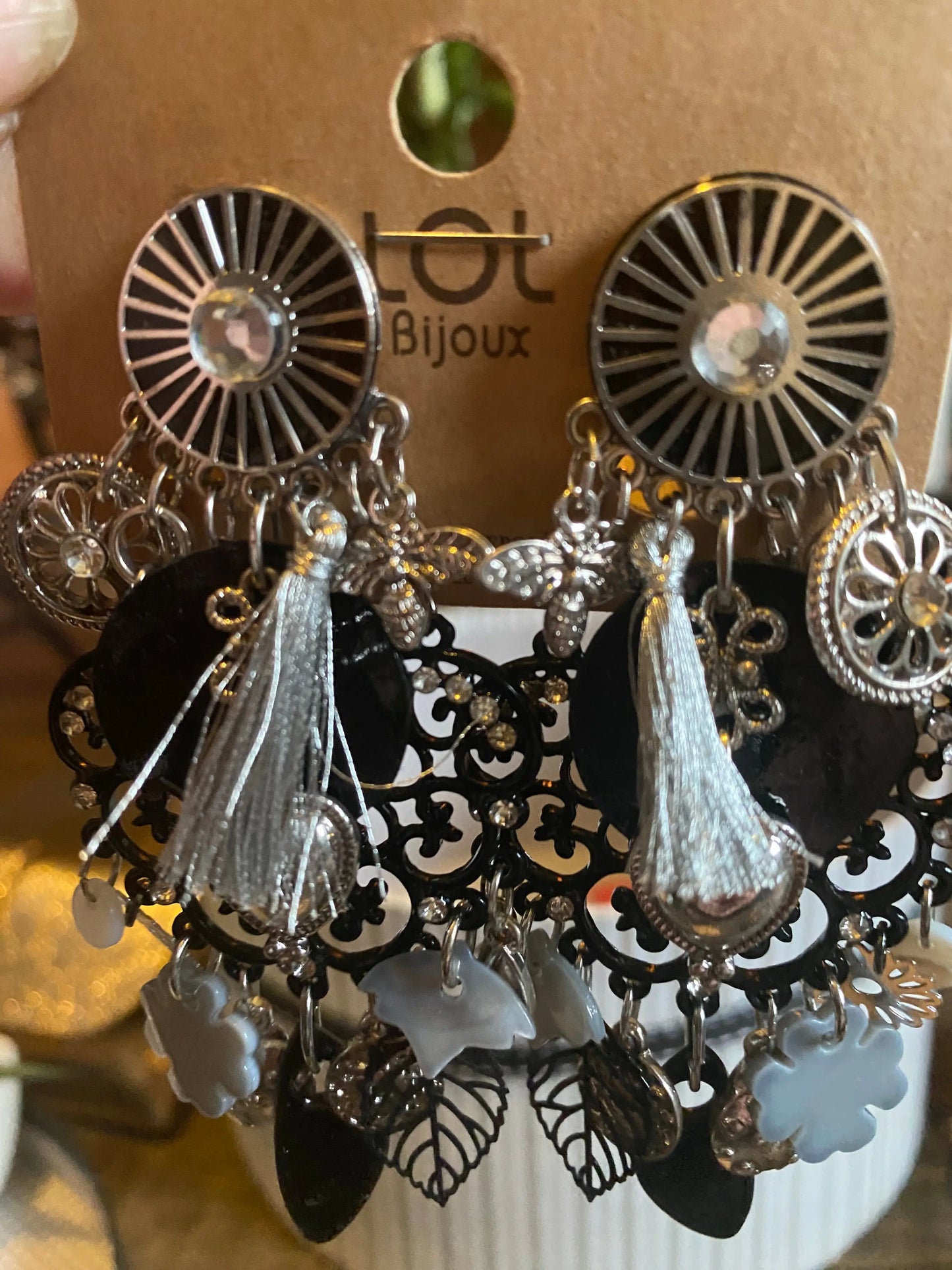 Boucles d'oreilles à clip cœurs et feuilles Lolilota