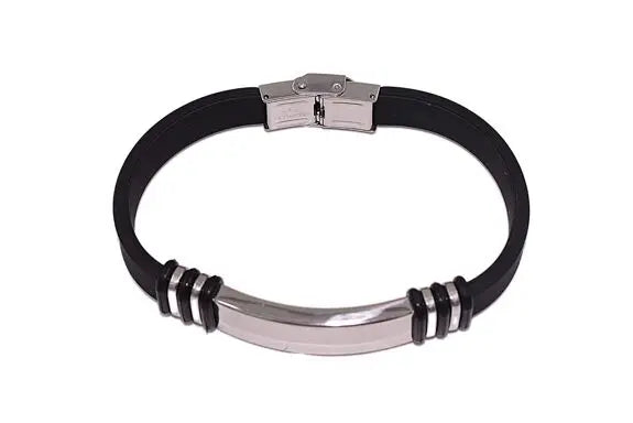 Bracelet homme acier inoxydable cuir Otto Blumenschein
