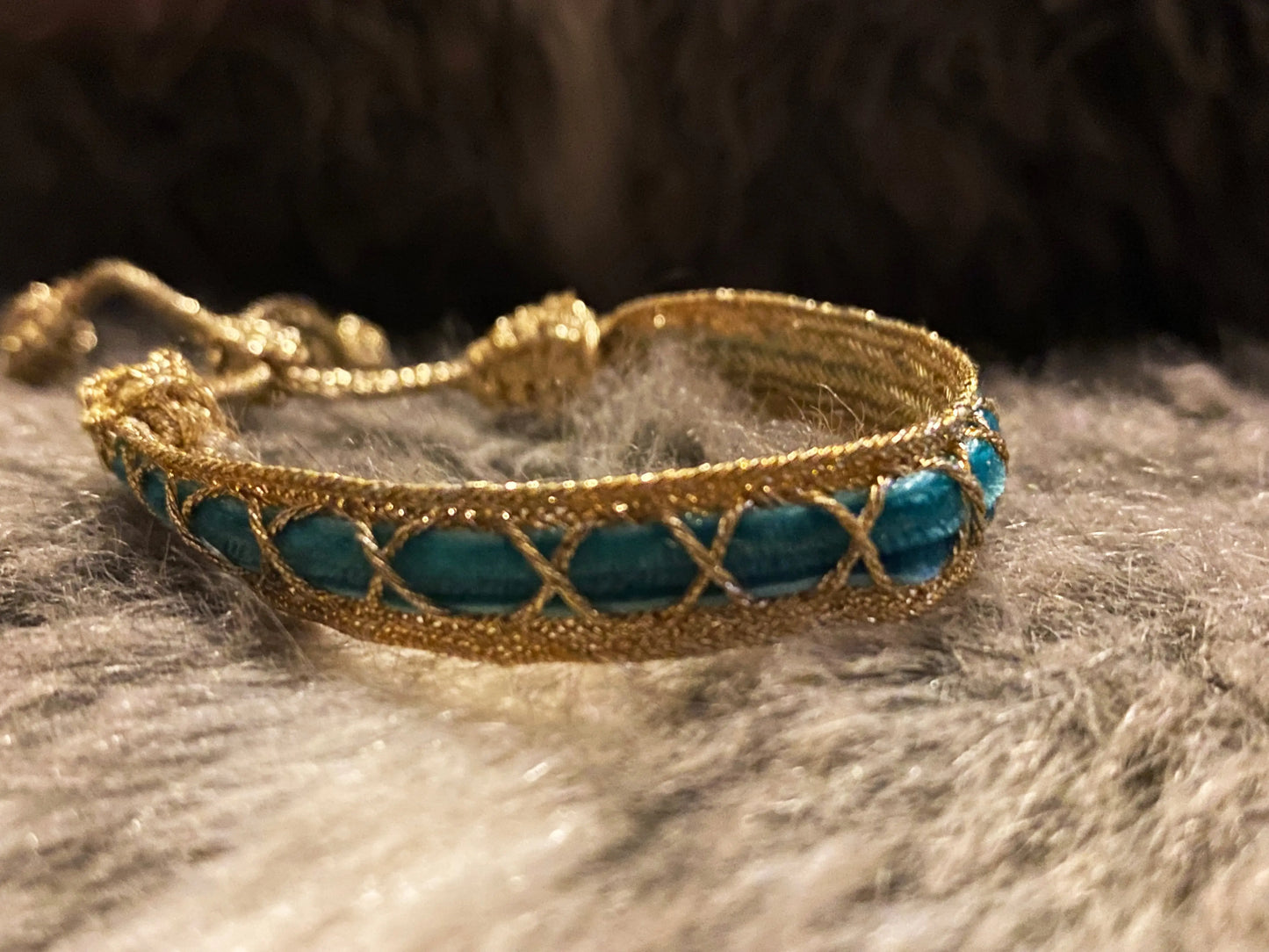 Bracelet passementerie TURQUOISE et DORE ART&MISS
