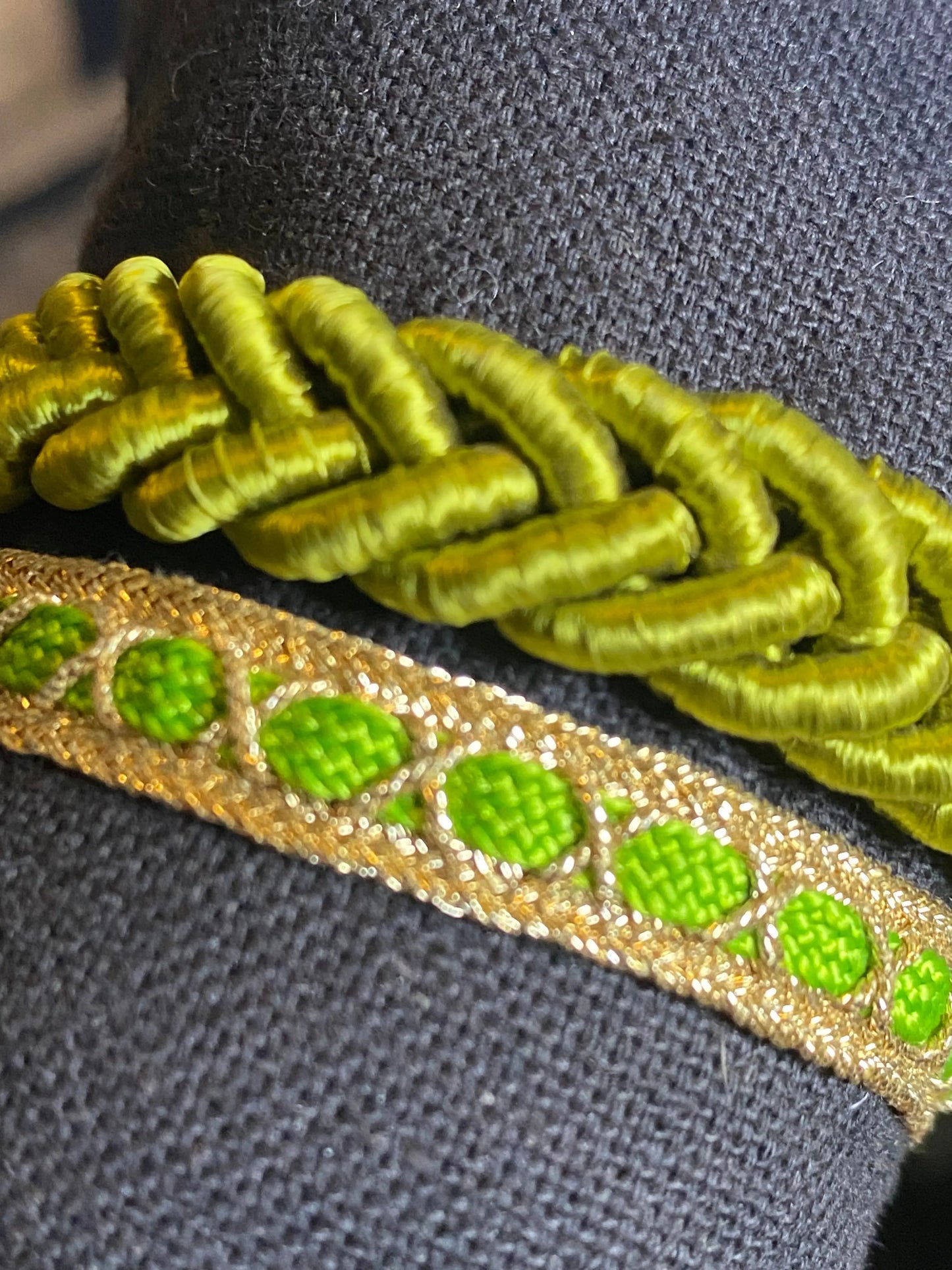 Bracelet passementerie VERT uni tressé ART&MISS
