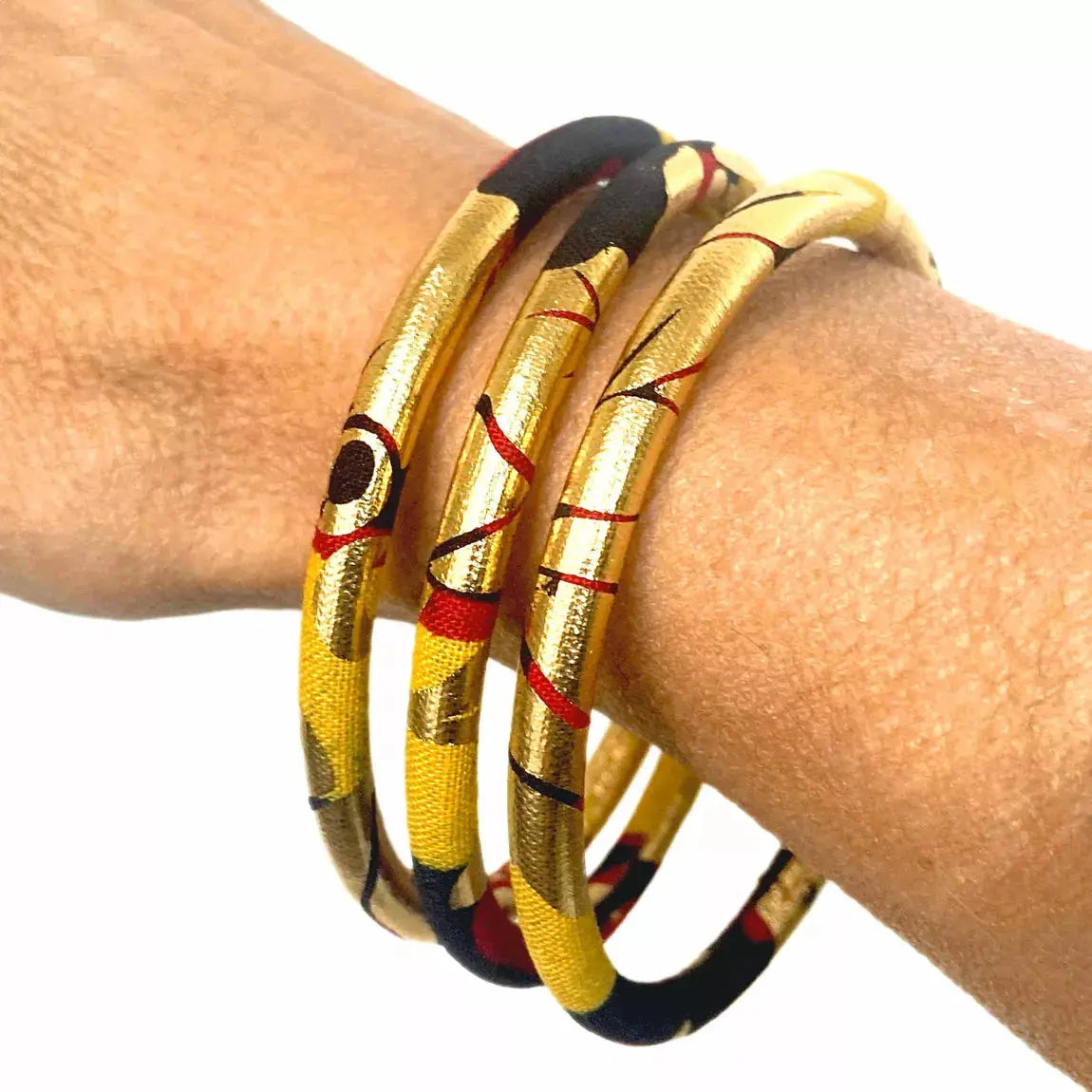 Bracelets joncs en wax jaune marine doré MéloKane