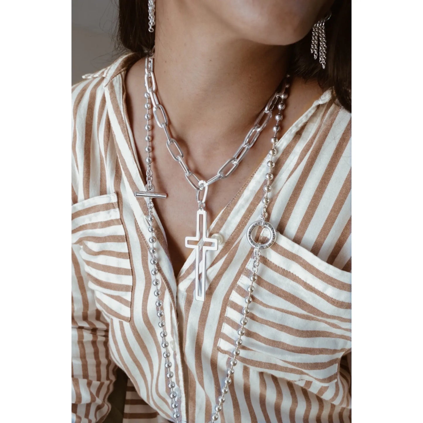 COLLIER croix XL SECRET DE CUIR Secret de cuir