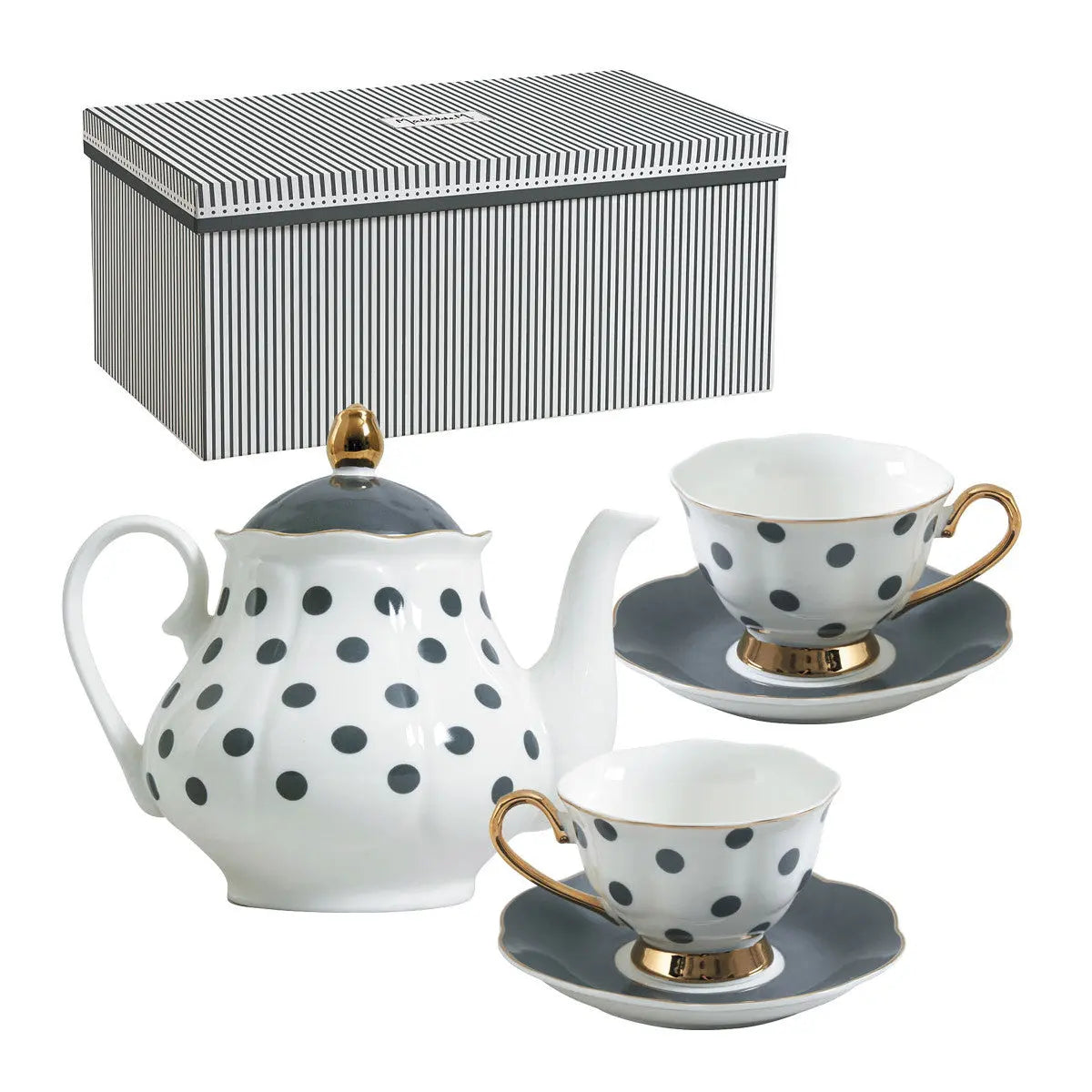 Coffret théière et 2 tasses à thé Madame de Récamier - Gris Mathilde M