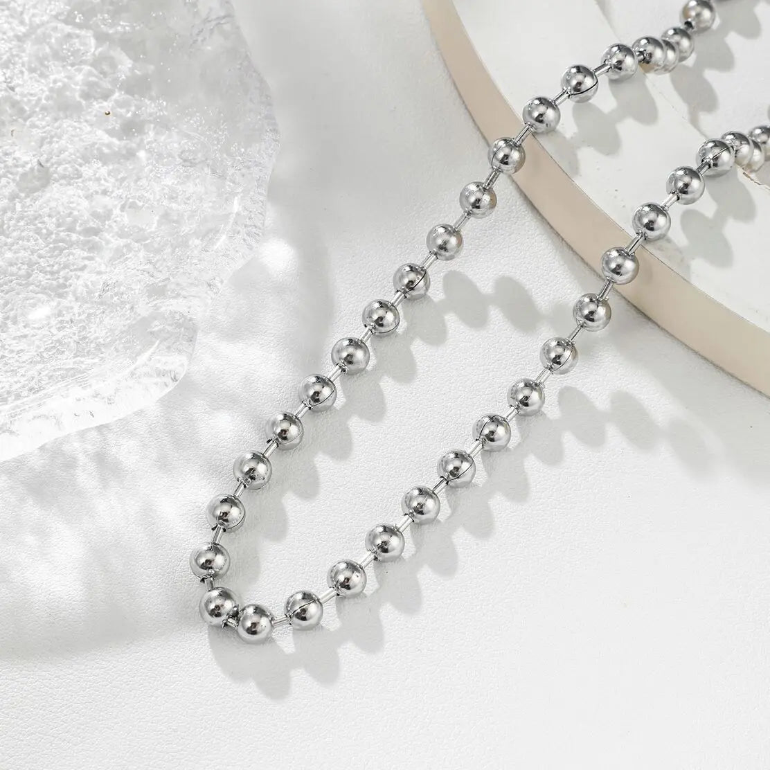 Collier Boules Rondes Argentées Eclat Paris