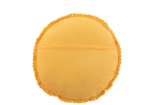 Coussin Rond Mia Dentelles Coton Ocre J-L