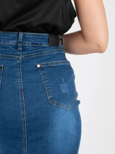 Jupe en jean grande taille Pomme Rouge