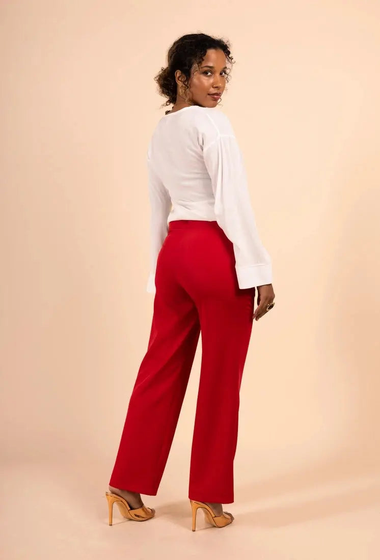 Pantalon coupe droite rouge you udress