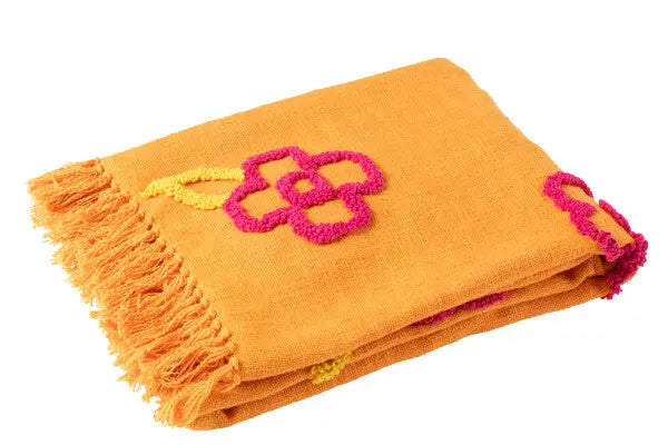 Plaid fleuri orange J-L