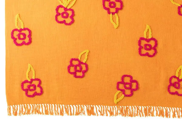 Plaid fleuri orange J-L