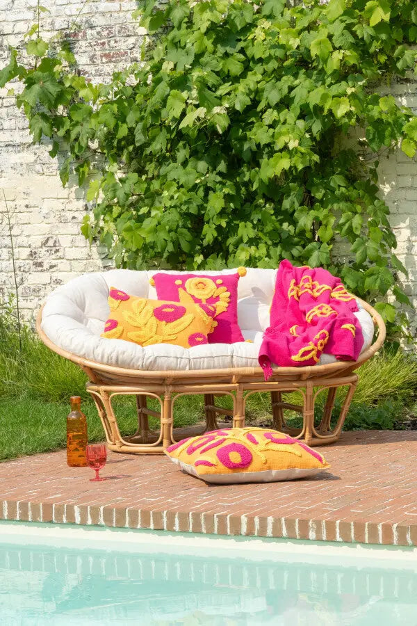 Plaid fleuri orange fuchsia J-L