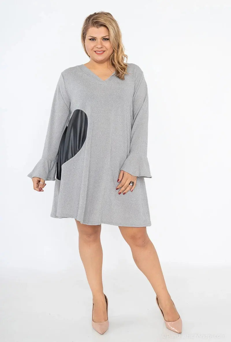Pull Tunique avec motif cœur à cuir PU 2W Paris