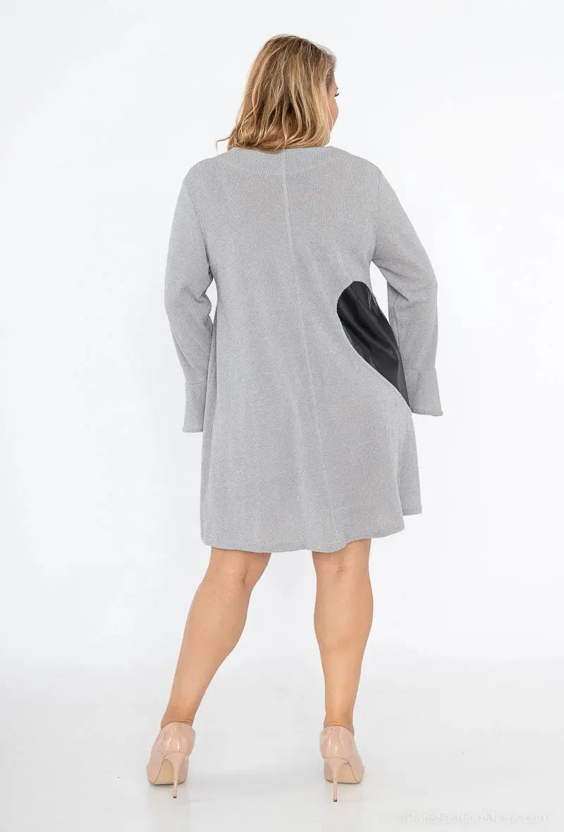 Pull Tunique avec motif cœur à cuir PU 2W Paris