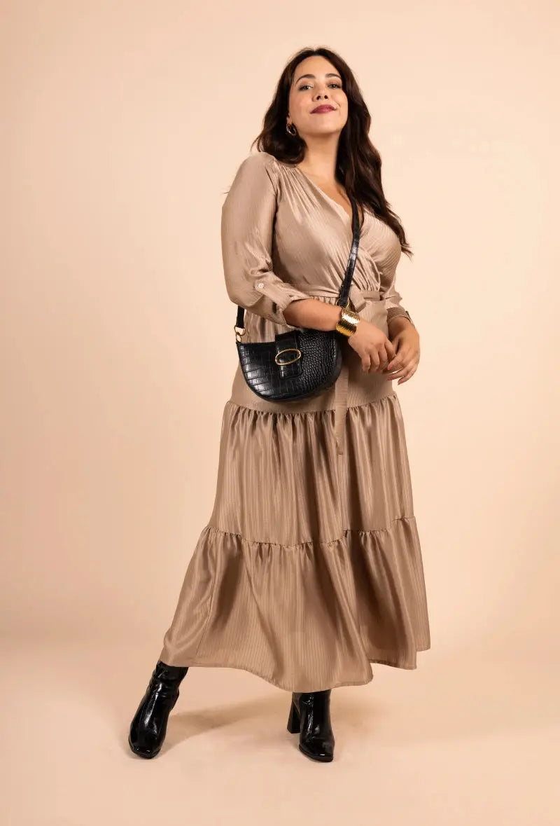 Robe longue cache-cœur beige you udress
