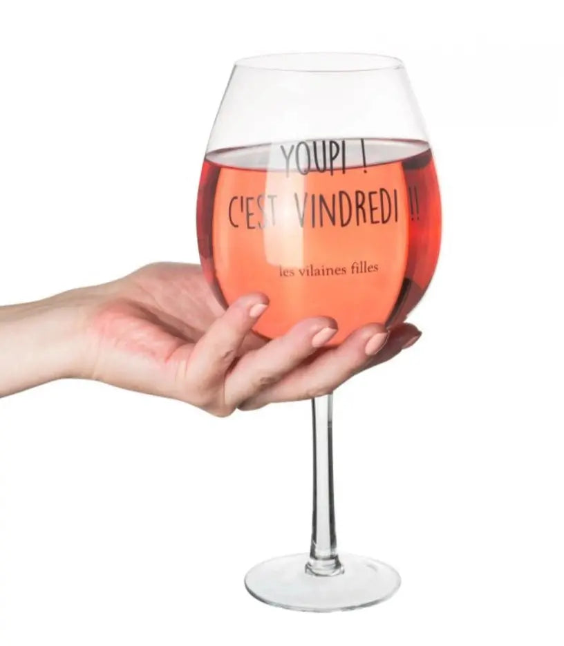 Verre à vin XL Youpi c'est Vindredi 75cl Les Vilaines Filles