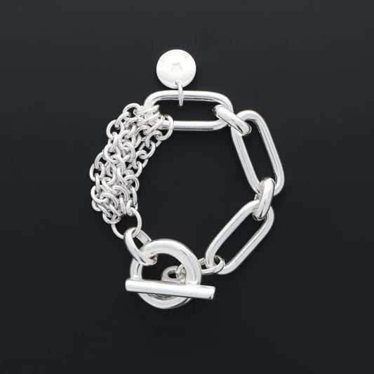 BRACELET 3 rectangles chaînes SECRET DE CUIR Secret de cuir