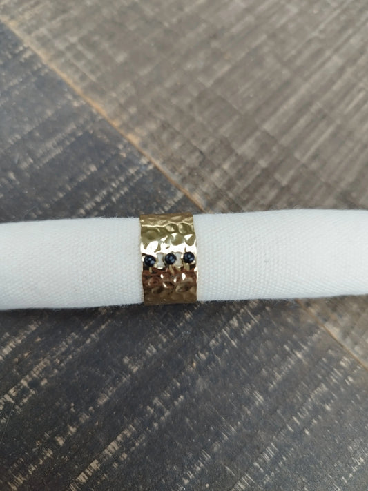 Bague Dorée avec pierre  noire, réglable Eclat Paris