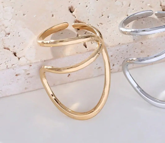 Bague dorée large ligne ajustable Eclat Paris