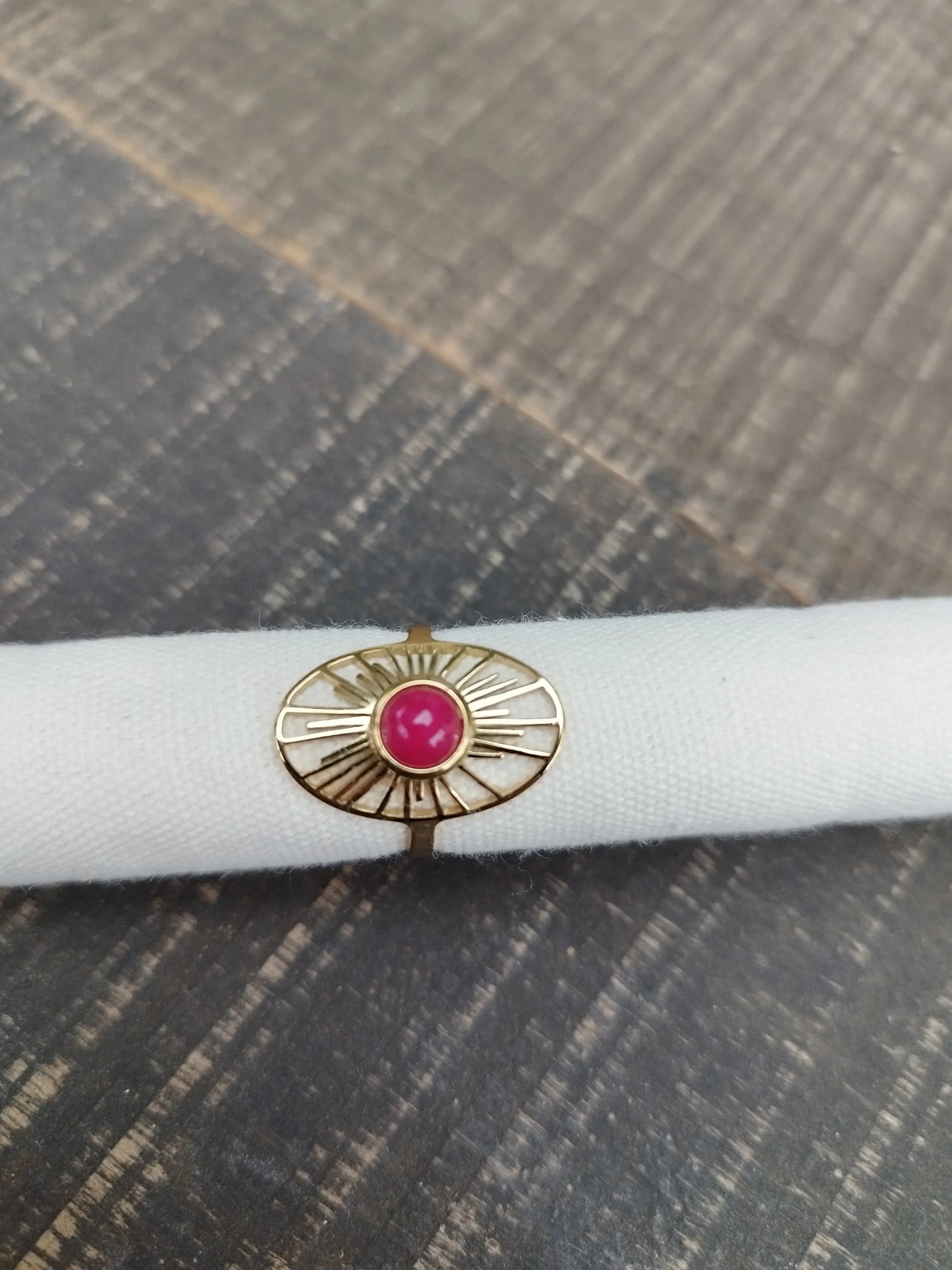 Bague dorée réglable avec pierre Eclat Paris