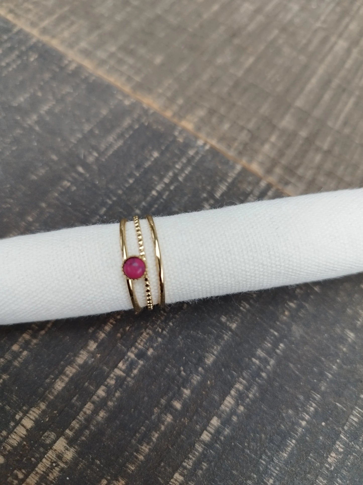 Bague dorée réglable avec pierre Eclat Paris