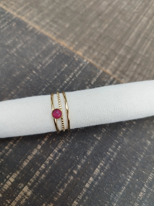 Bague dorée réglable avec pierre Eclat Paris