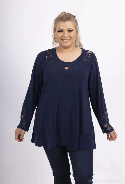 Blouse marine en Dentelle à Détail Plié 2W Paris
