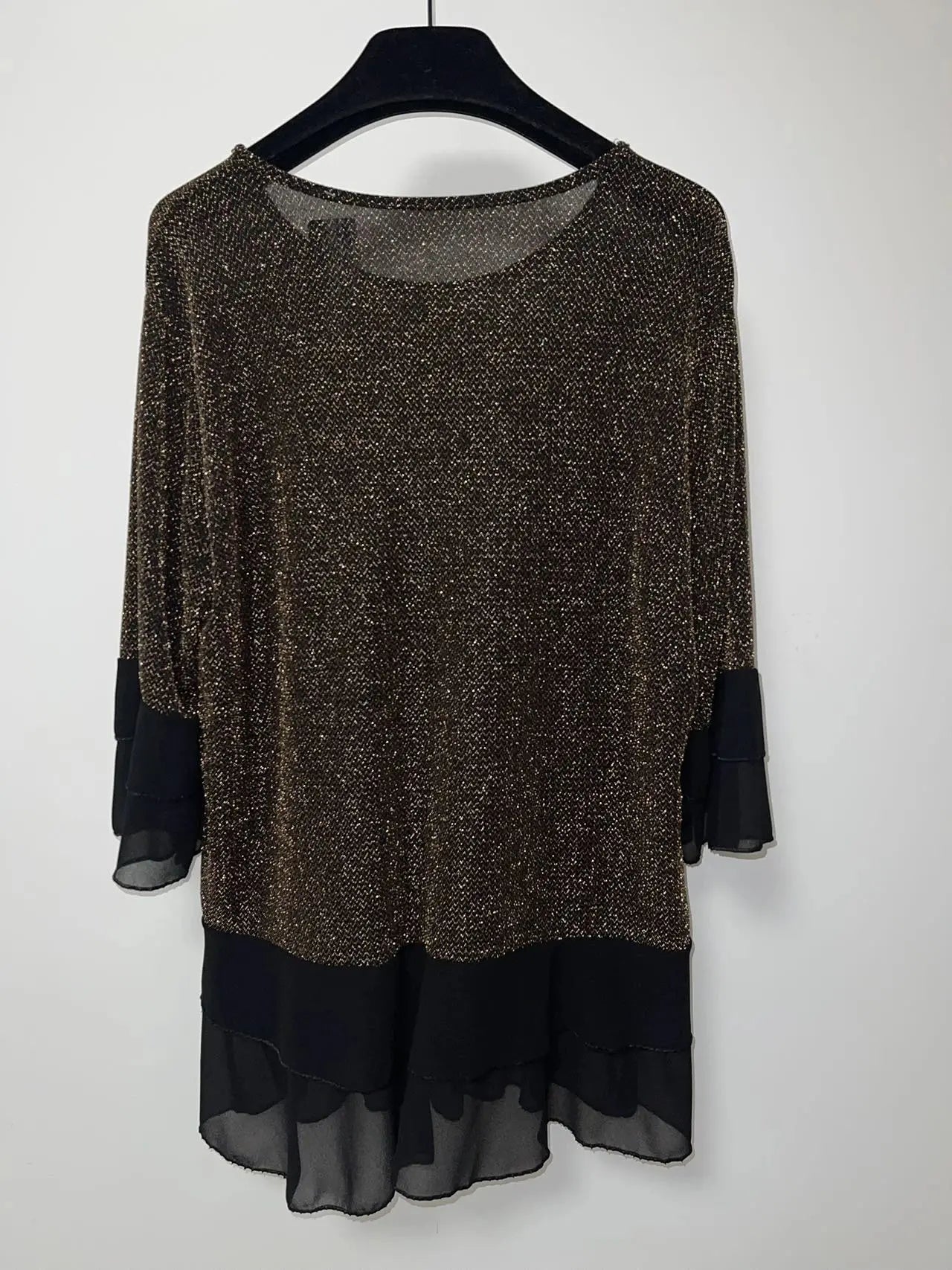 Blouse noire métalilsée or Pomme Rouge