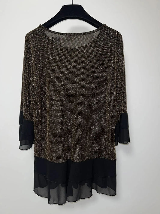 Blouse noire métalilsée or Pomme Rouge