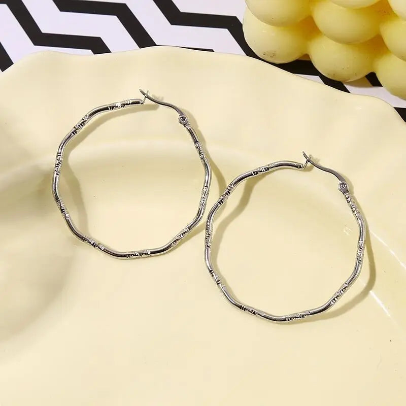 Boucles d'Oreilles Argentées Créoles 4cm Diamètre Eclat Paris