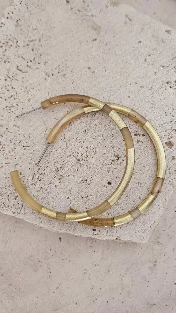 Boucles d'Oreilles Créoles en Corne - 6 cm - Gold LE COIN SAUVAGE