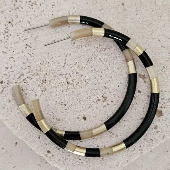 Boucles d'Oreilles Créoles en Corne - 6 cm - HBG LE COIN SAUVAGE