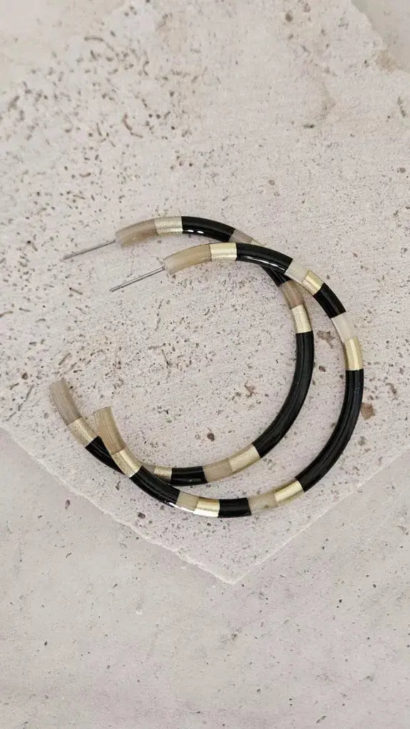Boucles d'Oreilles Créoles en Corne - 6 cm - HBG LE COIN SAUVAGE