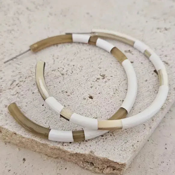 Boucles d'Oreilles Créoles en Corne - 6 cm - White LE COIN SAUVAGE