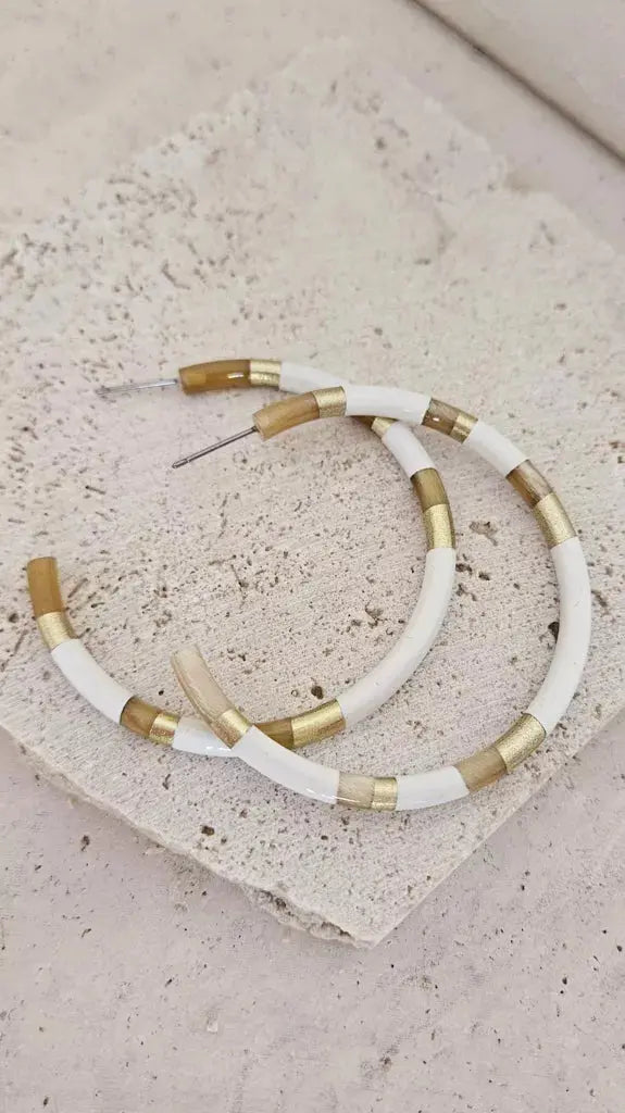 Boucles d'Oreilles Créoles en Corne - 6 cm - White LE COIN SAUVAGE