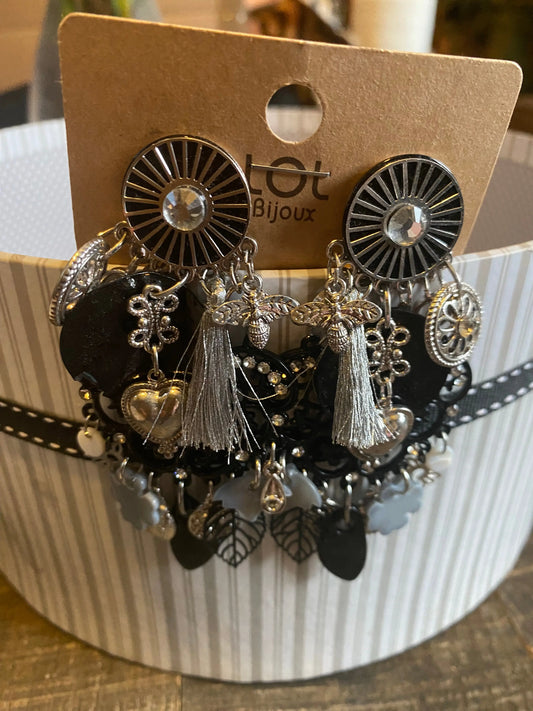 Boucles d'oreilles à clip cœurs et feuilles Lolilota