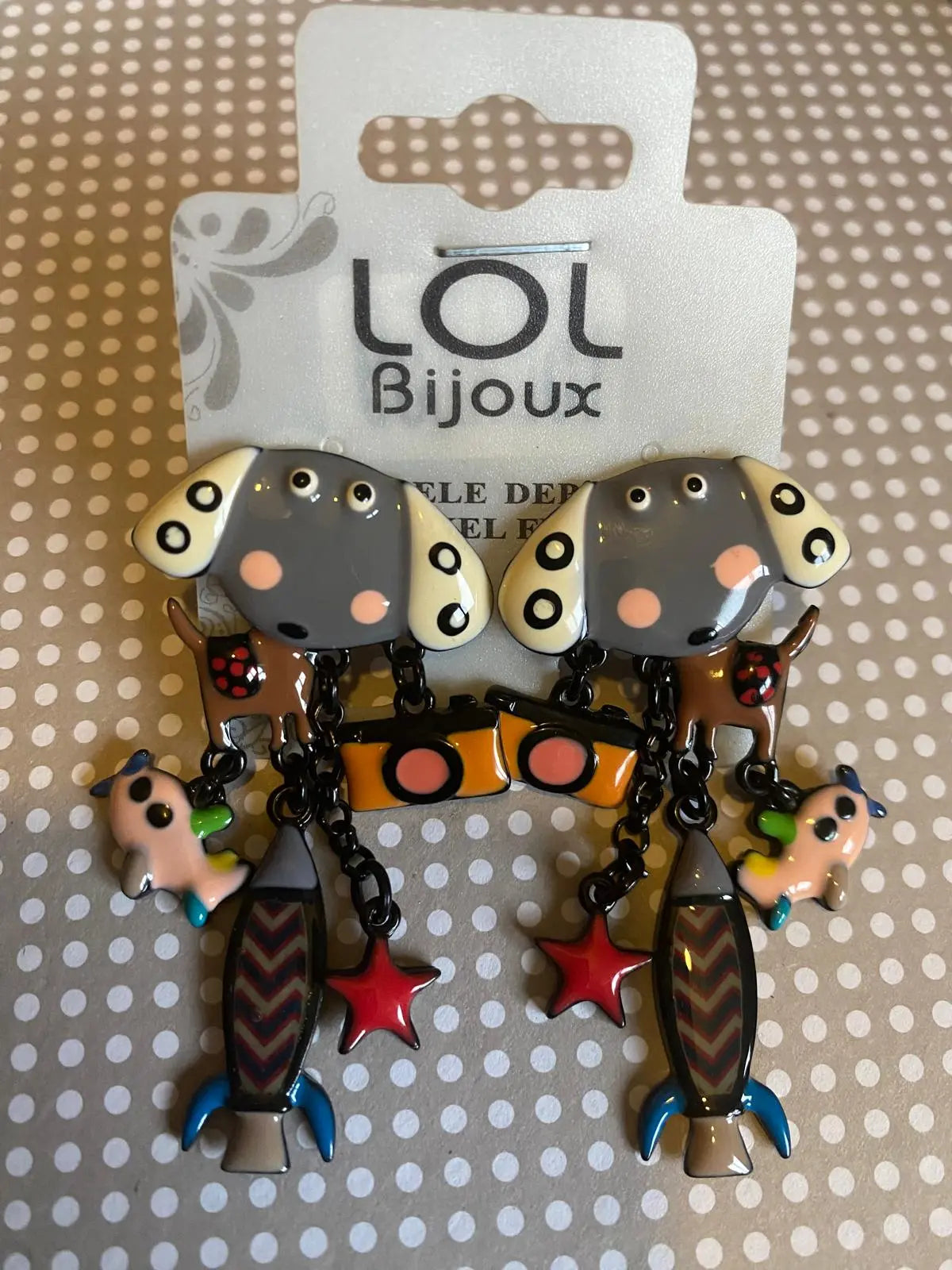 Boucles d'oreilles chien et pampilles Lolilota Lolilota