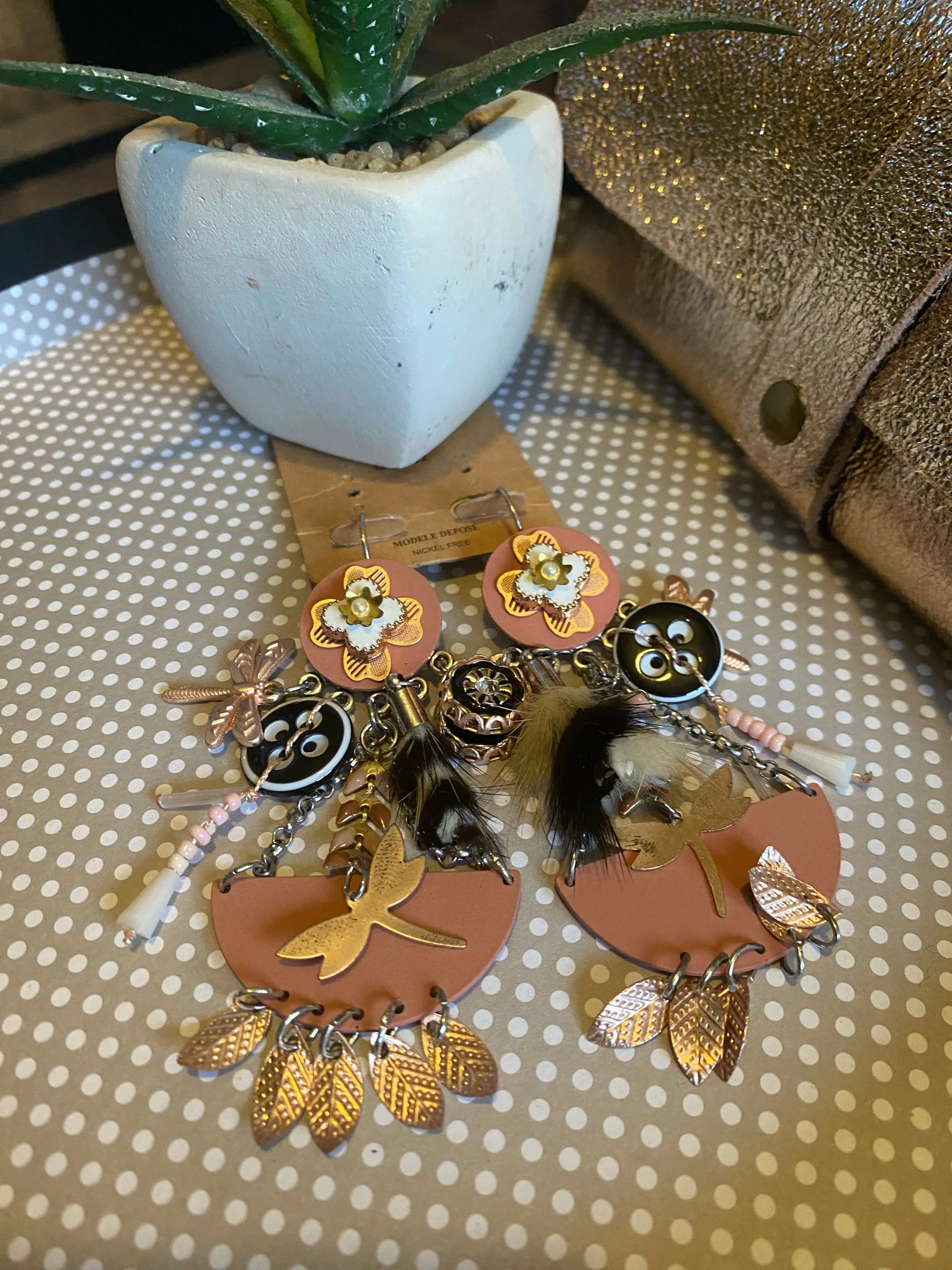 Boucles d'oreilles printanières rose gold Lolilota