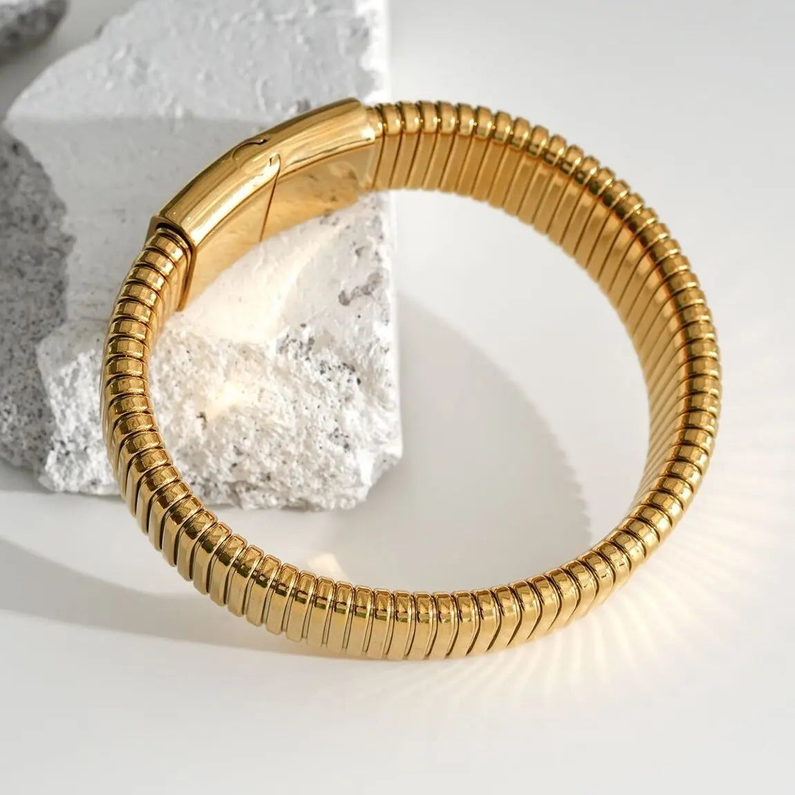 Bracelet Doré Manchette En Bandes Epaisses Eclat Paris