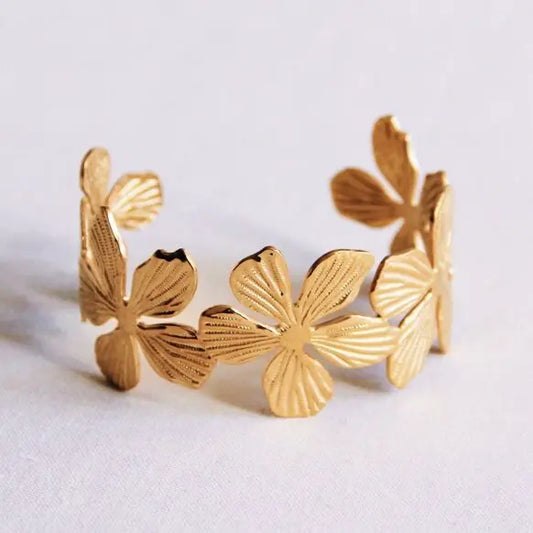Bracelet XL fleurs - doré Bazou