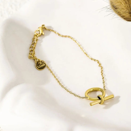 Bracelet chaîne dorée avec cercle et barre Eclat Paris