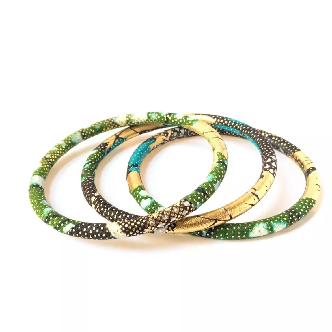 Bracelet en wax Turquoise khaki yellow golden MéloKane
