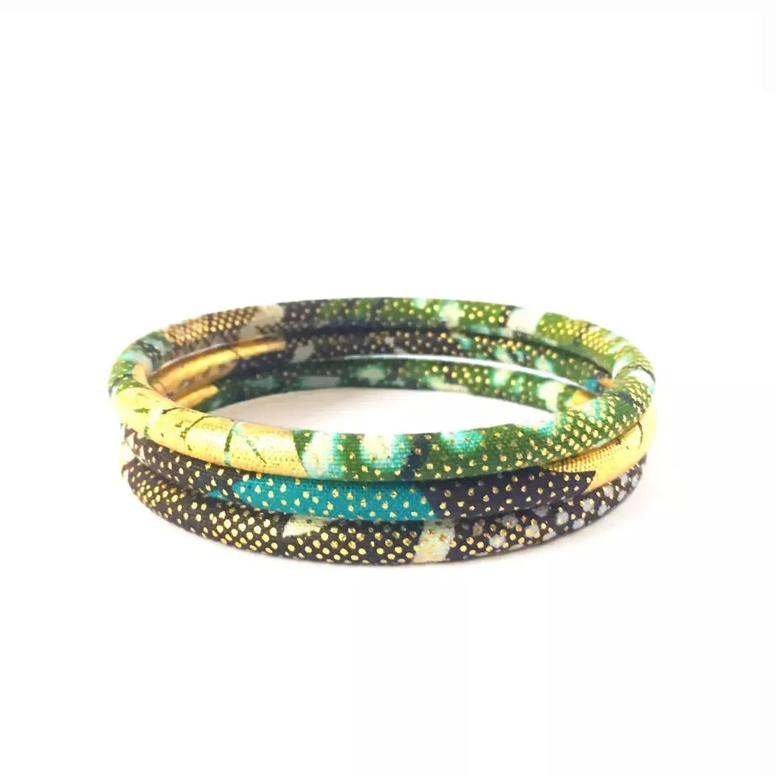 Bracelet en wax Turquoise khaki yellow golden MéloKane