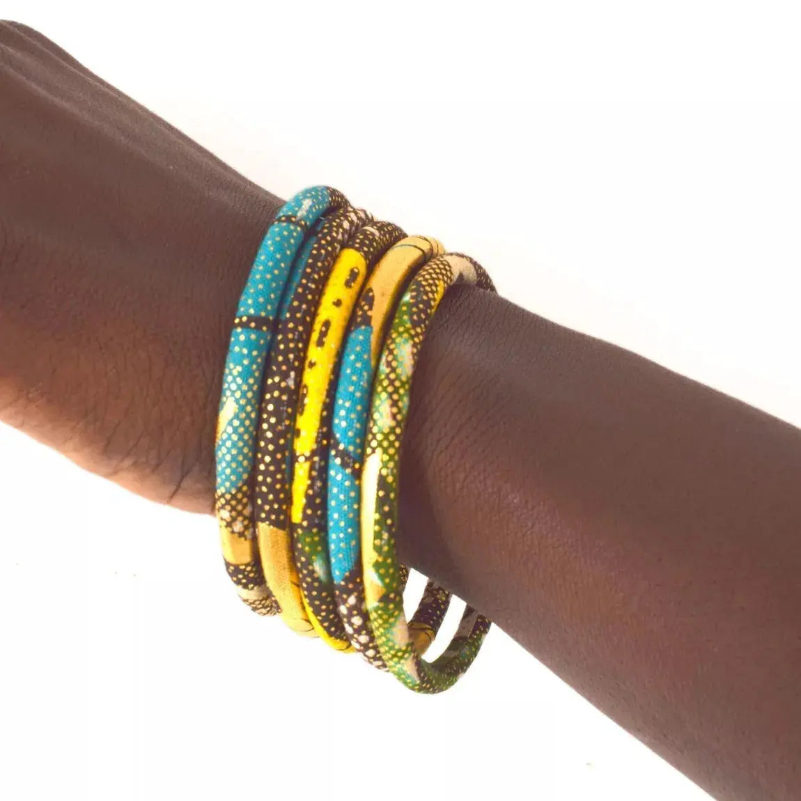 Bracelet en wax Turquoise khaki yellow golden MéloKane