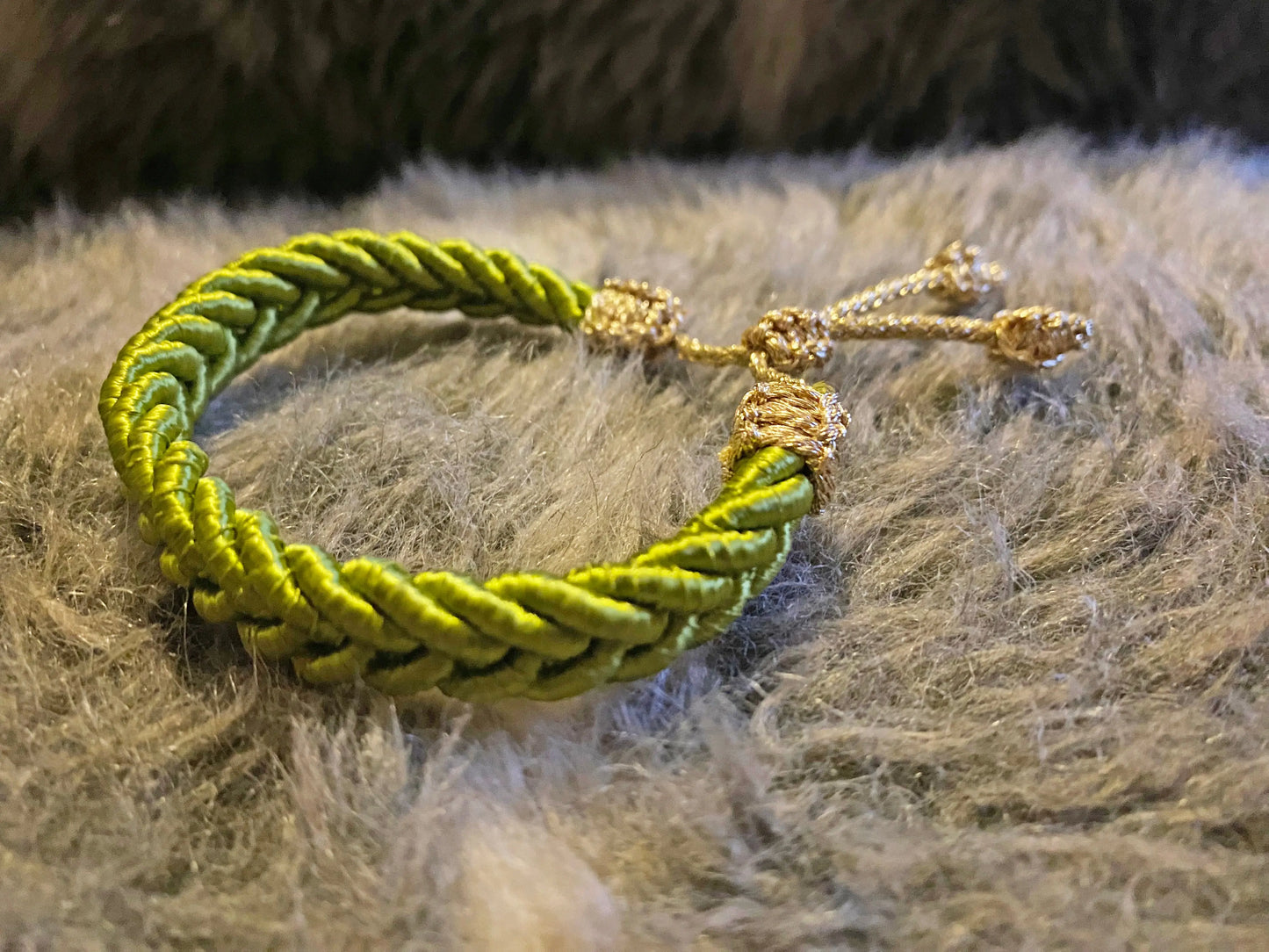 Bracelet passementerie VERT uni tressé ART&MISS