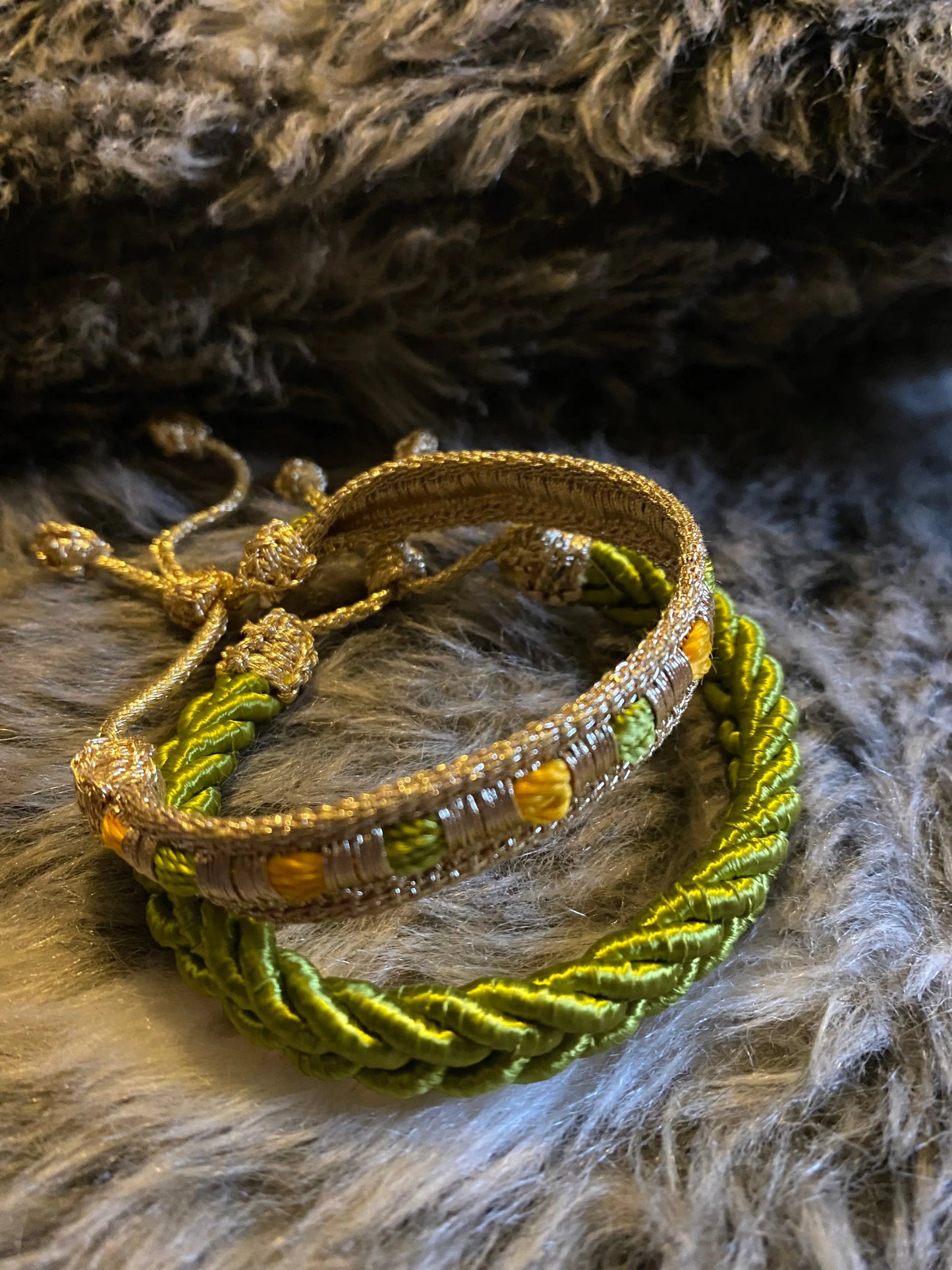 Bracelet passementerie VERT uni tressé ART&MISS