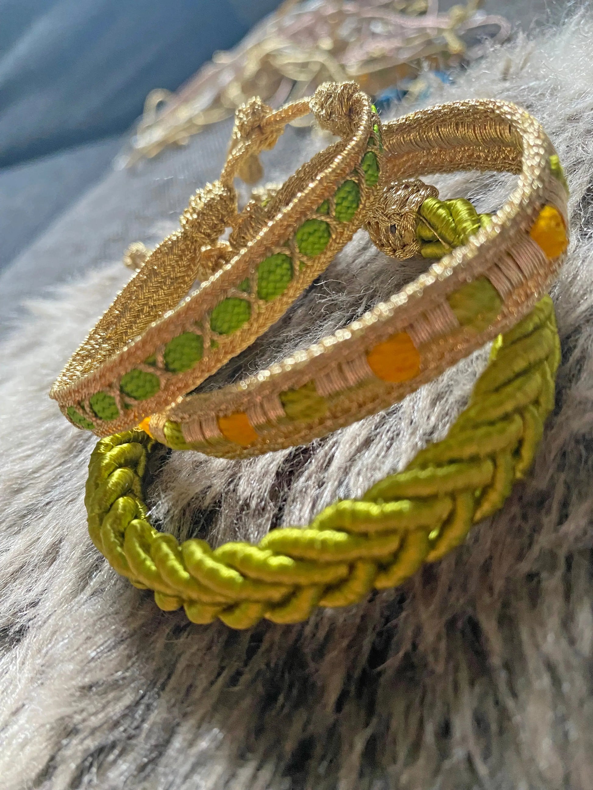 Bracelet passementerie VERT uni tressé ART&MISS