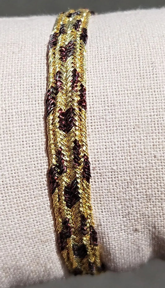 Bracelet passementerie doré et lie de vin ART&MISS